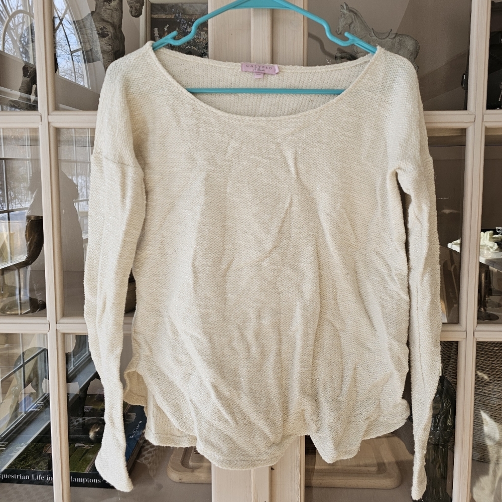 Calypso St. Barth XS metallic blend scalloped hem sweater pullover